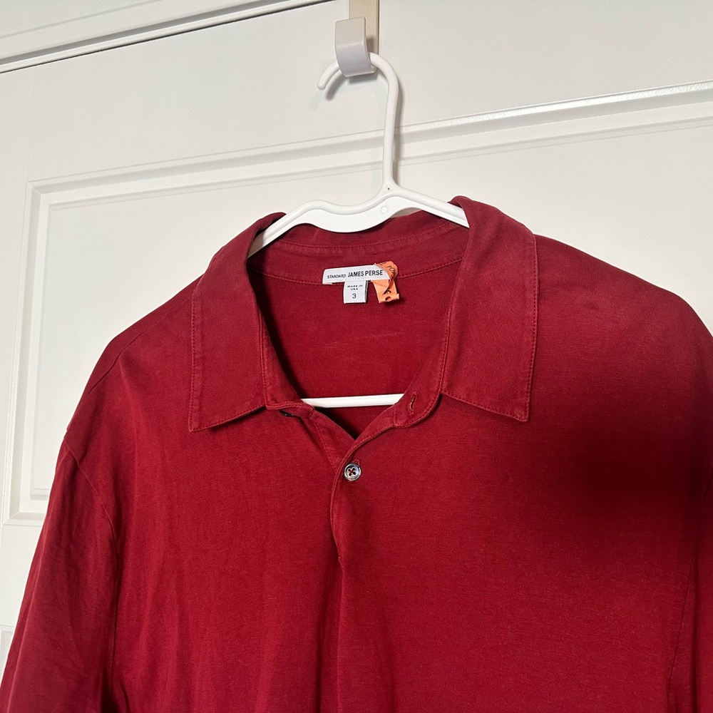 James Perse Rich Red Polo Shirt - Picture 3 of 5